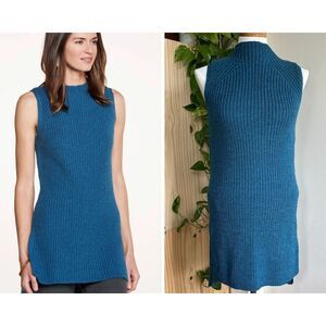 Toad &‎ Co. Makenna Merino Wool Sweater Vest Womens S Deep Teal Blue Chunky Knit